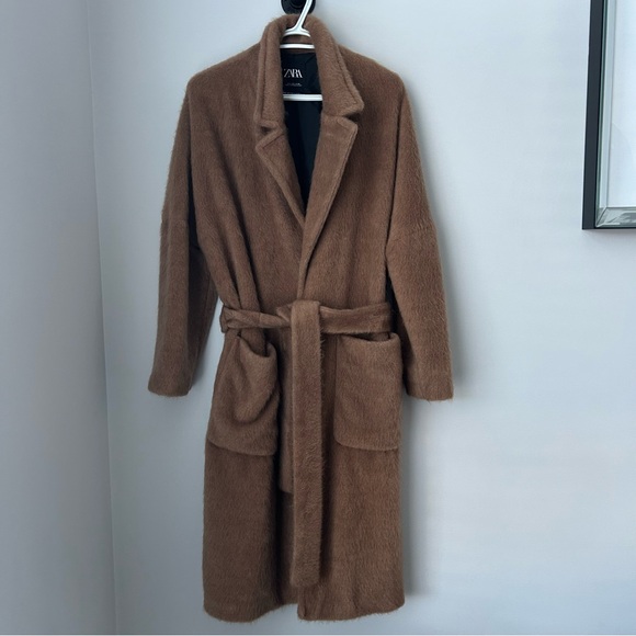 Zara Fuzzy Belted Robe Coat - Picture 2 of 10